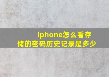 iphone怎么看存储的密码历史记录是多少