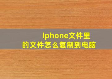 iphone文件里的文件怎么复制到电脑