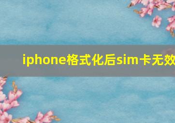 iphone格式化后sim卡无效