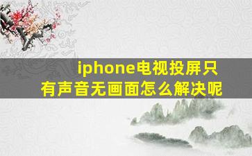 iphone电视投屏只有声音无画面怎么解决呢