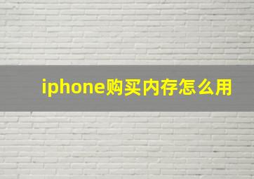 iphone购买内存怎么用