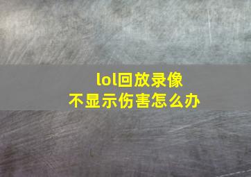 lol回放录像不显示伤害怎么办