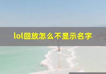 lol回放怎么不显示名字