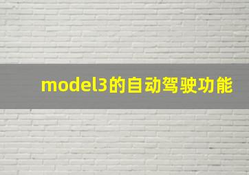 model3的自动驾驶功能