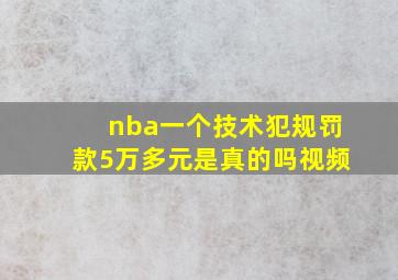 nba一个技术犯规罚款5万多元是真的吗视频