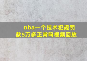 nba一个技术犯规罚款5万多正常吗视频回放