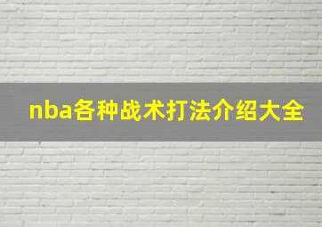 nba各种战术打法介绍大全