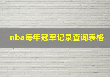 nba每年冠军记录查询表格