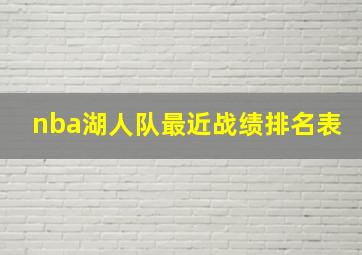 nba湖人队最近战绩排名表