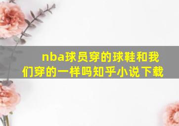 nba球员穿的球鞋和我们穿的一样吗知乎小说下载