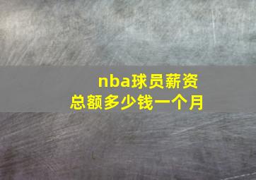 nba球员薪资总额多少钱一个月