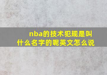 nba的技术犯规是叫什么名字的呢英文怎么说