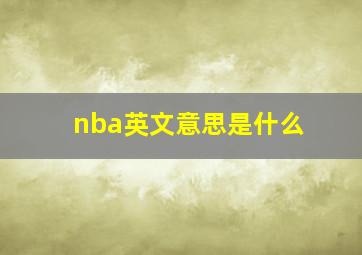 nba英文意思是什么