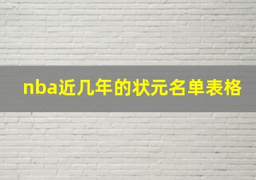 nba近几年的状元名单表格