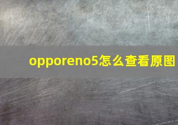 opporeno5怎么查看原图