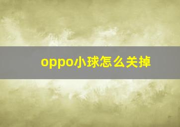 oppo小球怎么关掉