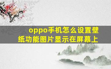 oppo手机怎么设置壁纸功能图片显示在屏幕上