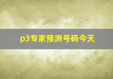 p3专家预测号码今天