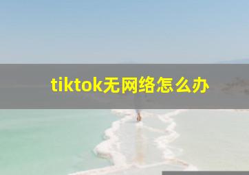 tiktok无网络怎么办