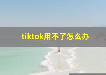 tiktok用不了怎么办