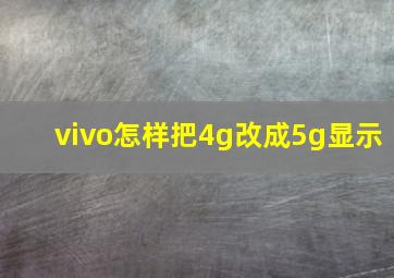 vivo怎样把4g改成5g显示