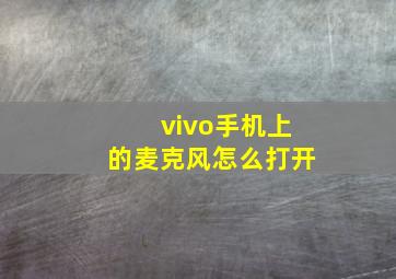 vivo手机上的麦克风怎么打开