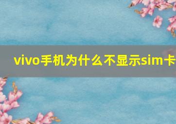 vivo手机为什么不显示sim卡