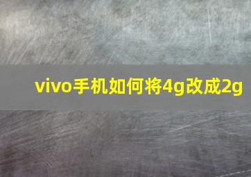 vivo手机如何将4g改成2g