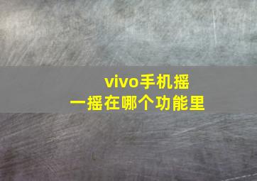 vivo手机摇一摇在哪个功能里