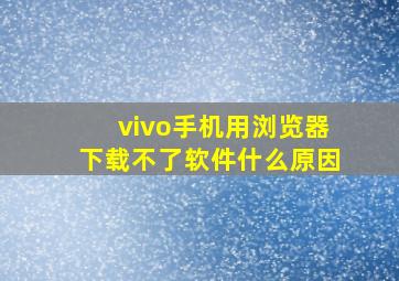 vivo手机用浏览器下载不了软件什么原因