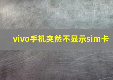 vivo手机突然不显示sim卡