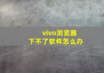 vivo浏览器下不了软件怎么办