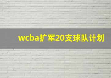 wcba扩军20支球队计划