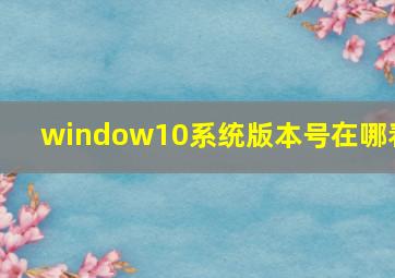 window10系统版本号在哪看