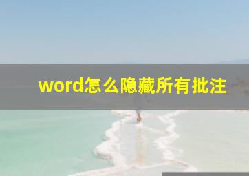 word怎么隐藏所有批注