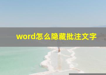 word怎么隐藏批注文字