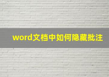 word文档中如何隐藏批注