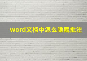 word文档中怎么隐藏批注