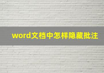 word文档中怎样隐藏批注