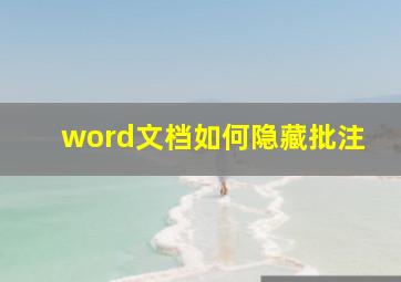 word文档如何隐藏批注