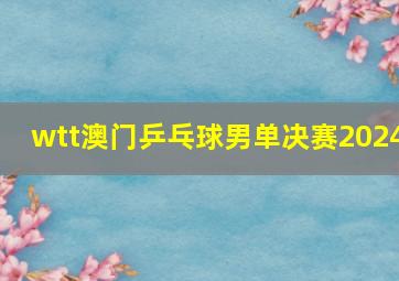 wtt澳门乒乓球男单决赛2024