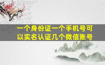 一个身份证一个手机号可以实名认证几个微信账号