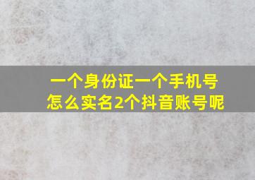 一个身份证一个手机号怎么实名2个抖音账号呢