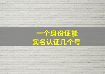 一个身份证能实名认证几个号