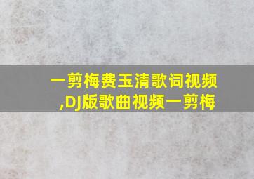 一剪梅费玉清歌词视频,DJ版歌曲视频一剪梅