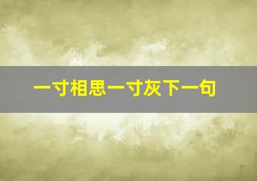 一寸相思一寸灰下一句