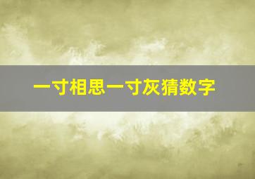 一寸相思一寸灰猜数字