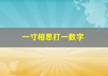 一寸相思打一数字