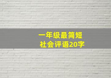 一年级最简短社会评语20字