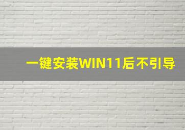 一键安装WIN11后不引导